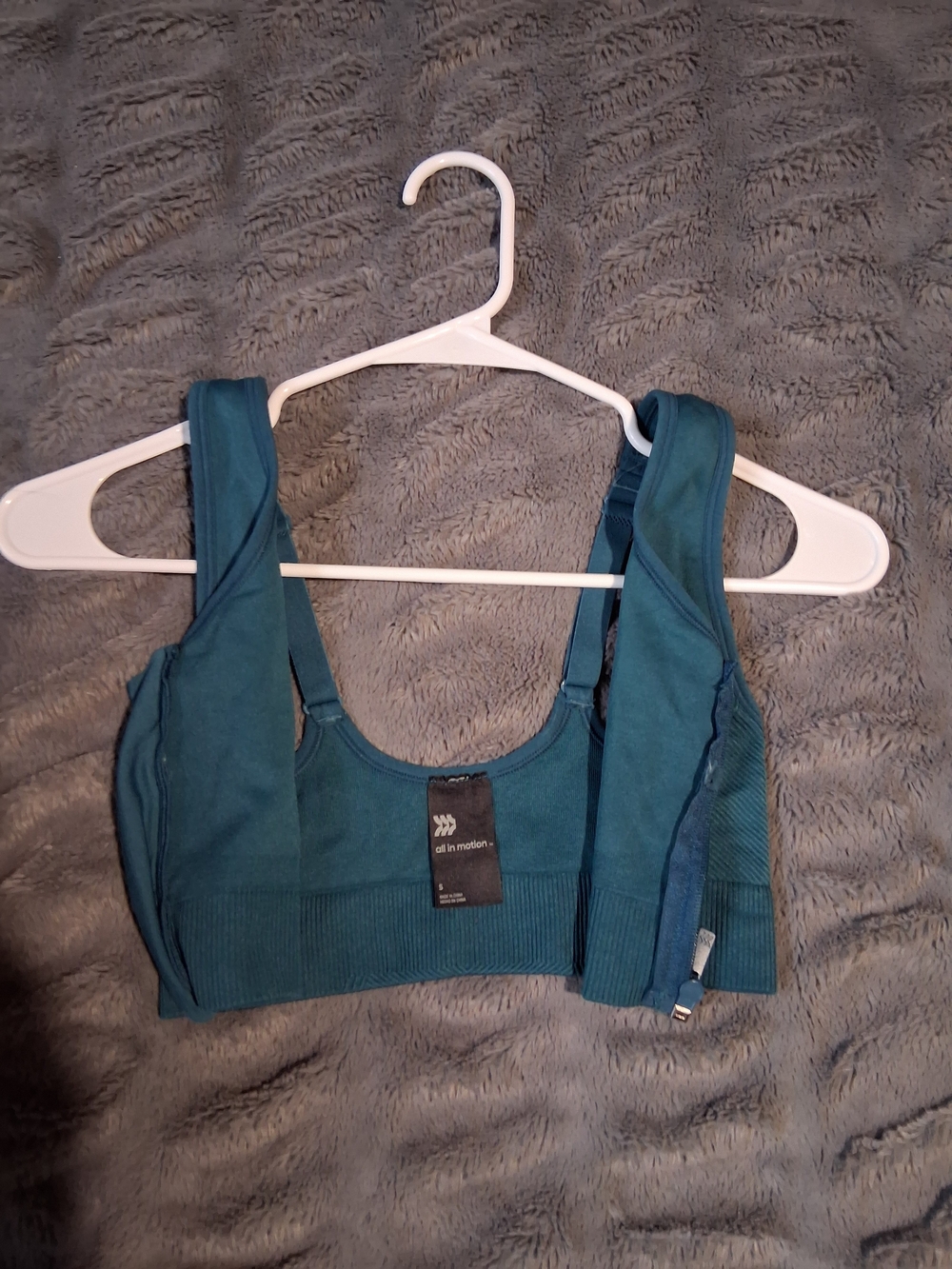 All in Motion Teal Front-Zip Active Wear Sports Bra - Picture 4 of 5
